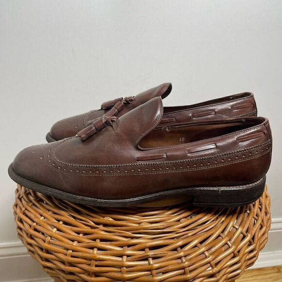 Allen Edmonds Tassel Loafer Brown Leather Slip On Mens 10 C 57998 Oxford Career